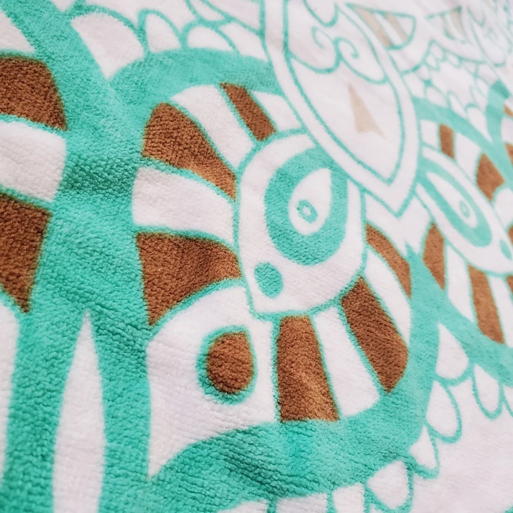 Bohemian Mandala Thick Terry Round Mint Beach Towel 59